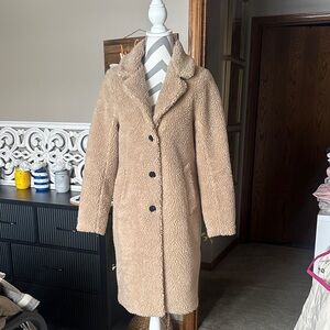Women's Cozy Tan Sherpa Coat